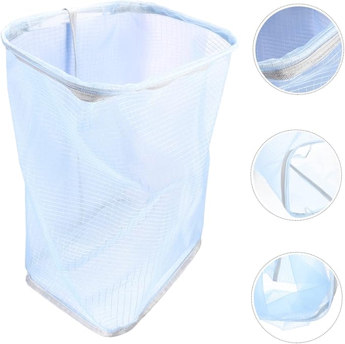 Wall Hanging Clothes Basket Breathable Mesh Laundry Hamper for Dirty Clothes Space-saving Storage Organizer Suitable for Bathroom and Home Use Blue
