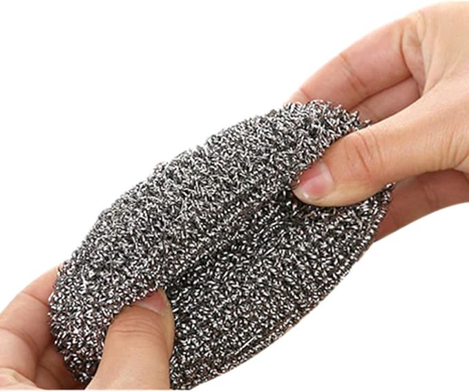 6 Pack Stainless Steel Scrubber,Reusable Steel Scrubber for Kitchens,Sinks,Ovens,Bathroom Cleaning,Heavy Duty Metal Scrubber for Scrubbing Stoves,Dishes,BBQ Grills,Cast Iron,Pots,Pans
