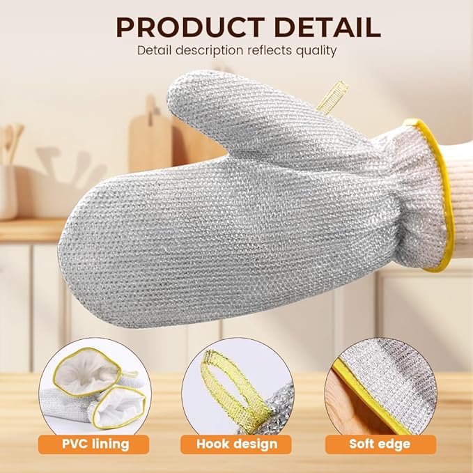 Steel Wire Dishwashing Glove, Glove for Kitchen Cleaning, Reusable Scrub Gloves