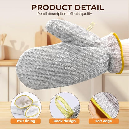 Steel Wire Dishwashing Glove, Glove for Kitchen Cleaning, Reusable Scrub Gloves