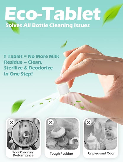 300PCS Official Detergent Cleaning Tablets: for Baby Brezza Grownsy Papablic Momfann Bottle Washer - Baby Bottle Washer Tablets for All Brands Bottles Washers Machines