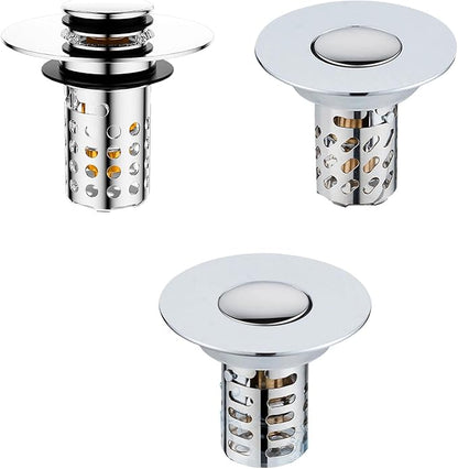 Push Button Sink Drain Stoppers With Odor Prevention And Hair Catcher Steel Bathroom Basin Filter For Not Clogging Not Odor Popup Drain Stoppers