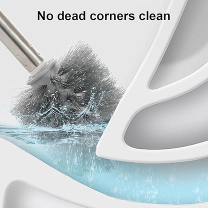 Toilet Bowl Brush and Holder,Toilet Brush with Crevice Cleaning Brushes,No Dead Corner Clean Wall Mounted Compact Toilets Brushes Set,Durable Bristles for Bathroom,RV(White Grey)