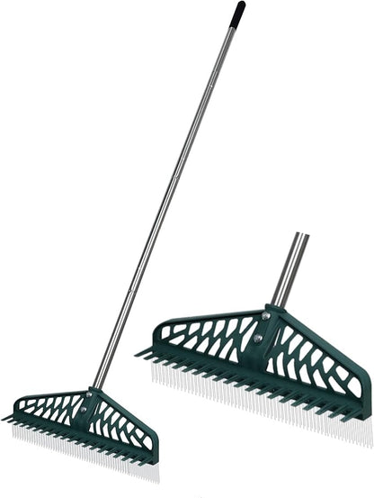 Artificial Grass Rake Innovative Double Sided Turf Rake, 60-Inch Adjustable Handle for Cleaning and Fluffing Artificial Turf, Lawns, Carpets, Patios – Removes Leaves, Pet Hair & Debris