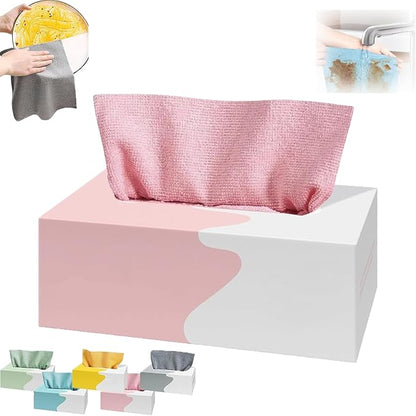 Pull-Out Microfiber Cleaning Cloths in Box, 2026 New 20 Pieces Pull-Out Cleaning Cloths, Reusable Cleaning Rags, Soft Absorbent Cloths, Streak-Free Wipes, Suitable for Kitchen Car Care (Pink)