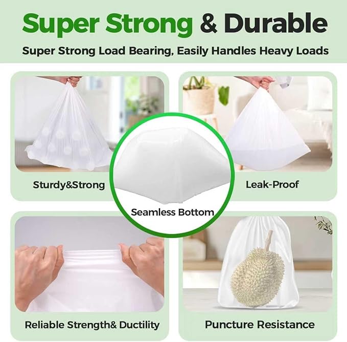18 Gallon 200 Count Compactor Kitchen Trash Bags Heavy Duty 1.2 Mil THICK Reinforced Drawstring Perfect Fit for 18 Gallon Compatible with Kitchenaid, Whirpool, GE 15 Inch Compactors GRAND SAVE!