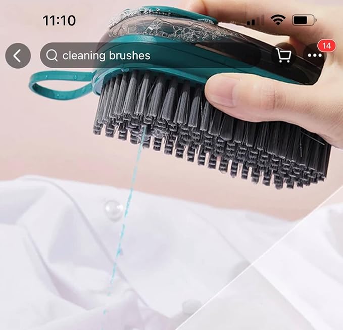 Brush with Soap Dispenser, Good Srubber Cleaner for Dish Sink Pan Pot Washing and Cleaning, Bathroom, Kitchen, Soft Laundry Clothes and Shoes Scrubbing Brush(Green) (Blue)