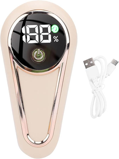 Alomejor Fabric Shaver, Electric Rechargeable Lint Remover with 6 Blades and Battery Display for Sweaters Clothing Furniture Blankets (Khaki)