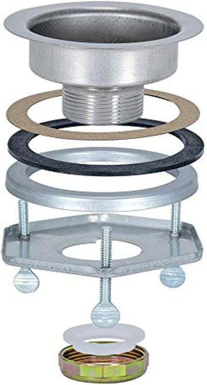 EZ-FLO Kitchen Sink Strainer with Flange and Die-Cast Slip-Joint Nut, Stainless Steel Fixed-Post Basket with 3-1/2 Inch to 4 Inch Opening, 30013