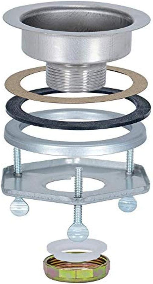 EZ-FLO Kitchen Sink Strainer with Flange and Die-Cast Slip-Joint Nut, Stainless Steel Fixed-Post Basket with 3-1/2 Inch to 4 Inch Opening, 30013