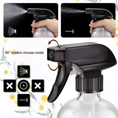 Loretoy Glass Spray Bottle Kit×10 (2×16 oz, 2×4 oz, 6×2 oz), 9×10 ml Roller Bottles, Anti UV, Multi Size and Versatile, Suitable for Aromatherapy, Facial Moisturizing, Watering, etc.(Clear)