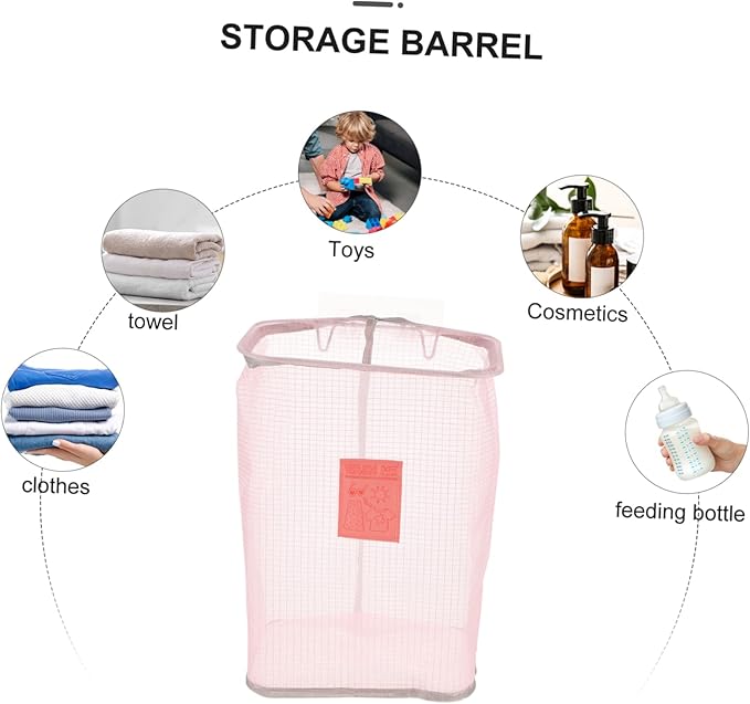 Vaguelly Folding Wall-mounted Laundry Basket with Nail Hook Space-saving Clothes Storage Organizer for Home Use Lightweight and Convenient for Clothing and Toy Storage