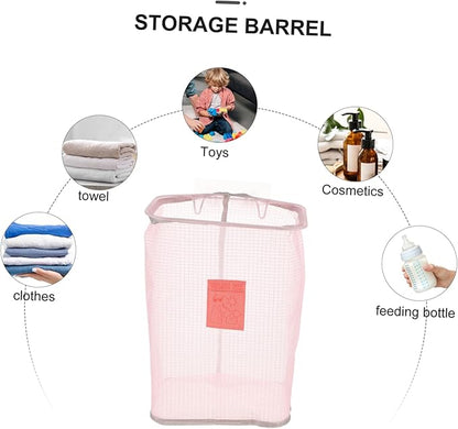 Vaguelly Folding Wall-mounted Laundry Basket with Nail Hook Space-saving Clothes Storage Organizer for Home Use Lightweight and Convenient for Clothing and Toy Storage