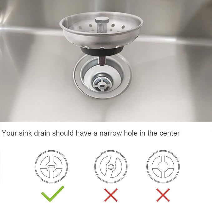 GZILA Kitchen Sink Basket Strainer Stopper, Replacement for 3-1/2 Inch Standard Kitchen Sink Drain, 304 Stainless Steel Brushed Nickel, Rubber Stop, Metal Knob