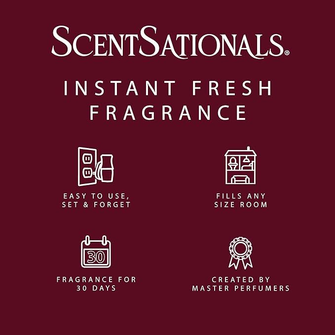 ScentSationals Warm Wishes Fragrance Oil Plug In Air Freshener Refills 3-Pack - Works with Scentsationals Wall Plugs, Long-Lasting Home Fragrance, 0.8 fl oz Each, Packaging May Vary