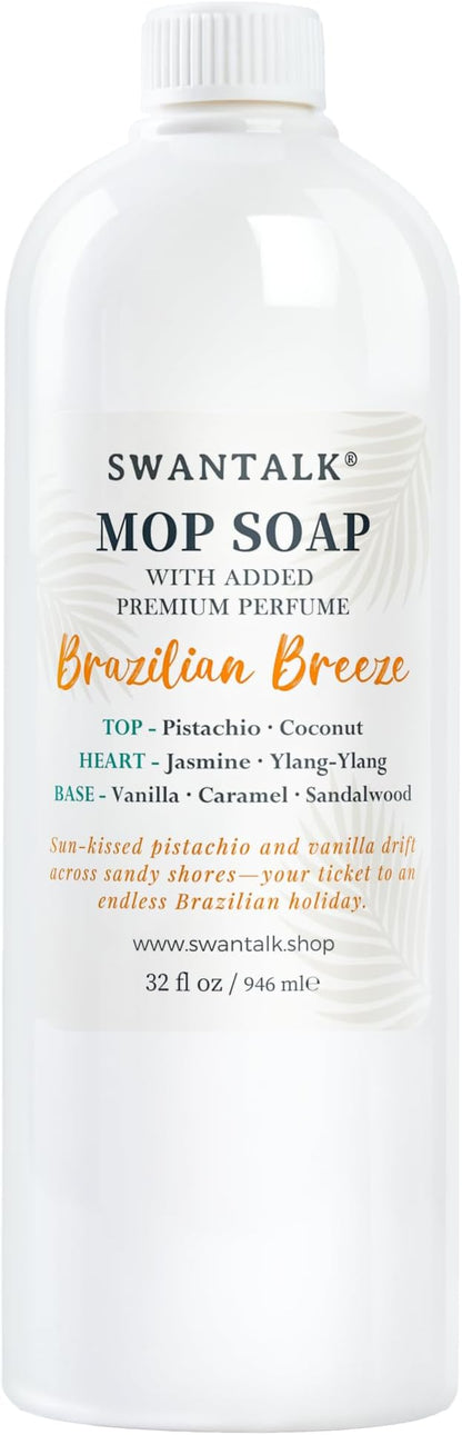 Mop Soap with Long Lasting Premium Perfume, 4X Concentrated Floor Cleaner, Multi Surface Solution for Hardwood, Tile, LVP, Laminate, Pet Friendly, 32 fl oz (Brazilian Breeze)