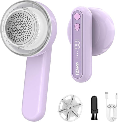 COPPA Lint Remover, LR-01 Remove Fuzz Lint USB-C Rechargeable 6 Blades & 3 Speed Mode Shut-Off Protection Portable Fuzz Remover with Battery Display for Clothing Furniture Curtain