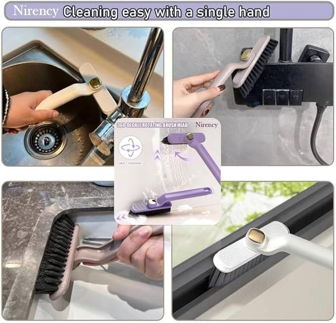 Multi-Function Bathroom Cleaning Brush, Tiles Cleaning Brush, Hard Bristle Rotating Crevice Gap Cleaning Brushes for Bathroom, Floor Cleaner Brush (Multi Colour)