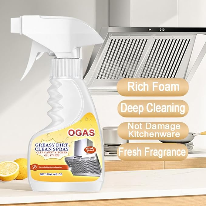 Kitchen Degreaser Spray, Heavy Duty Grease Cleaner for Stove, Oven, Range Hood & Countertops, Multi Surface All Purpose Cleaner for Cabinets, Backsplash & Appliances, Fresh Citrus Scent, 4oz