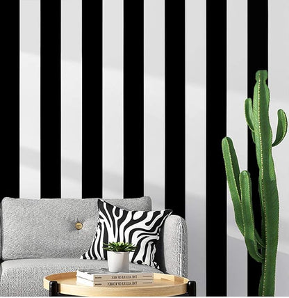 Guvana 197"x17.7" Black and White Stripe Contact Paper Peel and Stick Wallpaper Self-Adhesive Wallpaper Removable Contact Paper Modern for Living Room Bedroom Countertop Shelf Drawer Decor