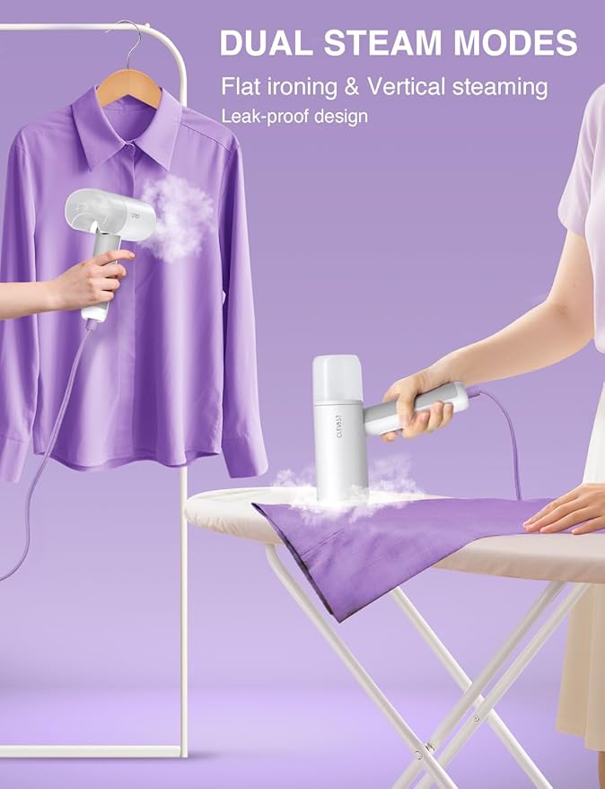 CLEVAST Steamer for Clothes - Portable Garment Steamer, Handheld Foldable Travel Size, Wrinkle Remover, 30-Second Fast Heat Up, 1000W Powerful Steam Output, 120V Only - S