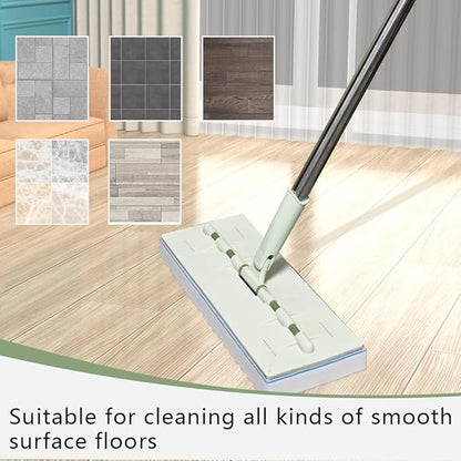 Magic Sponge Eraser Mop, 60" Adjustable Mop Handle with Flexible 13" Flat Head with Microfiber Pad and Magic Sponge Eraser Pads