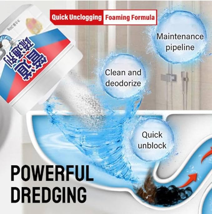 Powerful Pipe Dredging Agent, Drain Unblocker, 2025 New Drain Cleaner, Pipeline Dredging Agent for Kitchen, Bathroom, Sink Declogger, Kitchen Sink and Pipe Cleaner (1Pc)