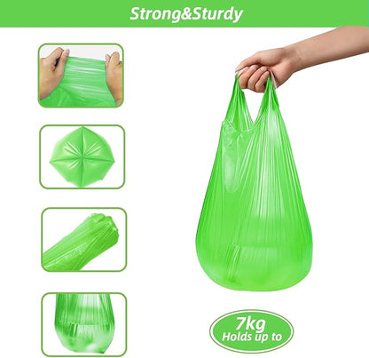 MakMeFre 5Rolls 4Gallon Portable Trash Bags,Thicken Small Garbage Bags for Office,Bedroom,Kitchen Waste Bin(150Counts,Green)