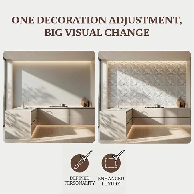 3D PVC Wall Panels - Peel and Stick, Waterproof & Lightweight, Self-Adhesive Wall Decor for Living Room & Bedroom - 9.8x9.8 Inches (33-Pack)
