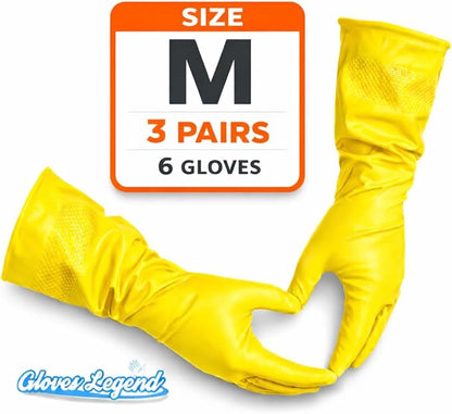 Yellow Household Kitchen Cleaning Dishwashing Reusable Gloves - Medium & Small