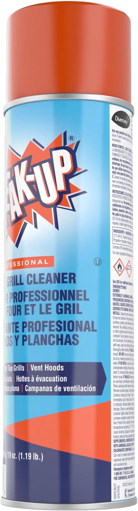 Diversey Break-Up Professional Oven & Grill Cleaner, Heavy Duty Grease Remover for Grill Grates, Ovens, Flat Tops & Vent Hoods, 19 oz Aerosol Spray