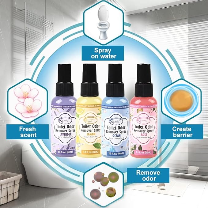 Air Jungles Bathroom Freshness Essentials Bundle :Toilet Bowl Cleaner Tablets, Lavender Odor Eliminator Spray & Flushable Wipes (300 Count)