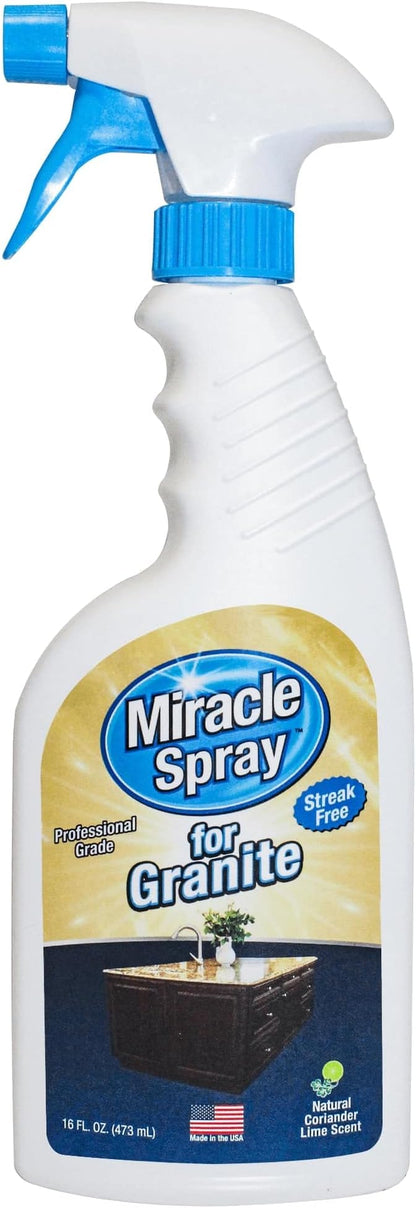 MiracleSpray for Granite & Stone, Clean, Protect, Polish Stone, Marble, Quartz, Slate, Tile, Laminate Surfaces in Kitchen and Bathroom - 16 Fl Oz