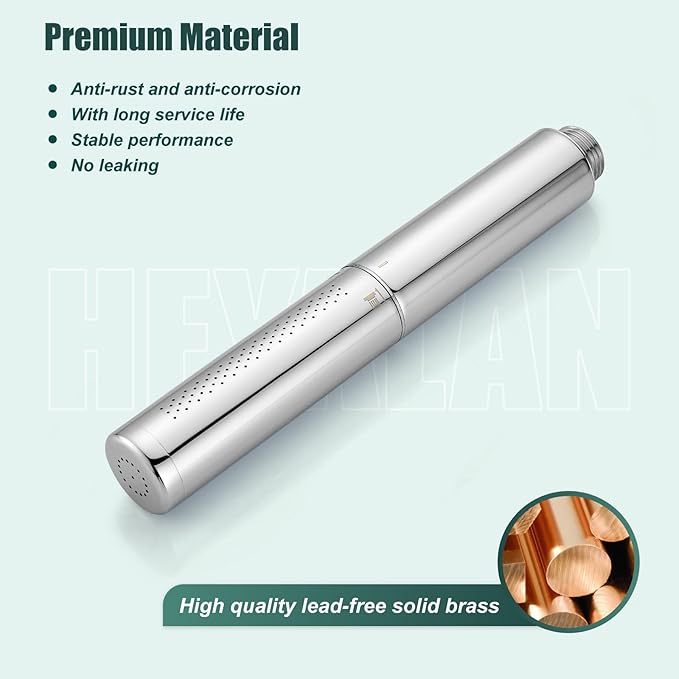 Heyalan Brass 2 in1 Function Handheld Spray Hand Shower High Pressure Handheld Sprinklert Shower Wand with Shower Hose and ABS Hand Shower Holder, Polished Chrome