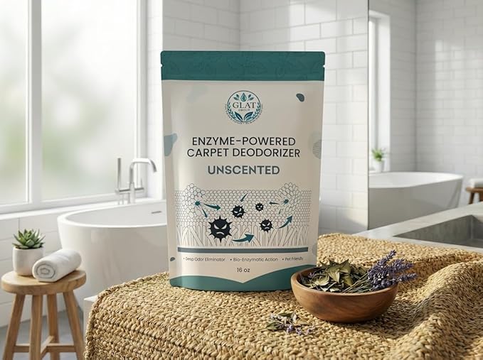 Enzyme-Powered Carpet Deodorizer (Powder) - Unscented | Natural Pet Odor Eliminator | Bio-Enzymatic Formula, Premium Performance, Eco Friendly | 16 oz