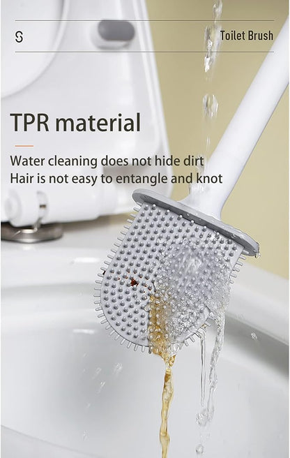 Small Silicone Toilet Brush with Crevice Brush-Silicone Bristles, Gentle on Toilets | Bathroom Accessories for RVs, Trailers, Campers | Anti-Roll, Anti-Drip Wall-Mounted Design for Travel