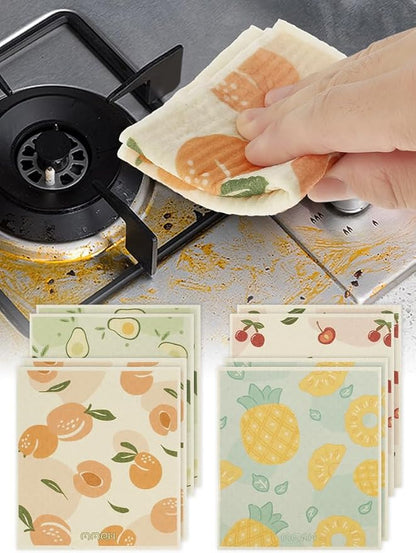 8Pcs Kitchen Dishcloths Absorbent Dish Cleaning Towels Washable Reusable Dish Cloths Non-Scratch Dishcloths Multipurpose Dish Towels with 4 Clips for Kitchen Bathroom 17x19x0.2 cm