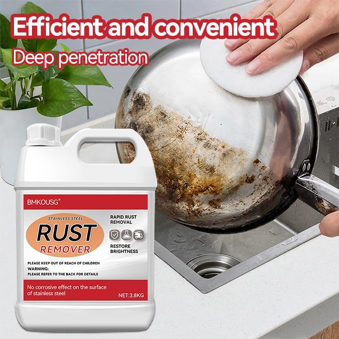 Stainless Steel Rust Stain Remover & Cleaner 1 Gallon- Quickly Cleans Stainless Steel Appliances, Furniture, Commercial Equipment, Grills, Sinks, and Tools | Powerful & Safe Metal Rust Remover
