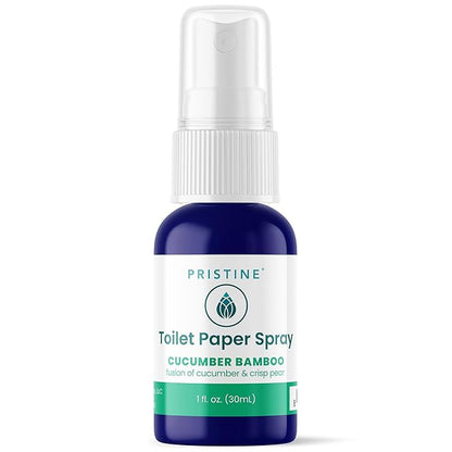 PRISTINE Toilet Paper Spray - As Seen on Shark Tank, More Natural Flushable Wet Wipes Alternative, Spray Toilet Paper to Create Flushable Wipe, Cucumber Bamboo, 1 fl oz Travel Size
