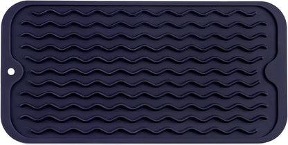 MicoYang Silicone Dish Drying Mat for Multiple Usage,Easy clean,Eco-friendly,Heat-resistant Silicone Mat for Kitchen Counter or Sink,Refrigerator or Drawer Liner Navy Blue S 12 inches x 6 inches