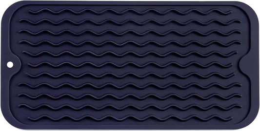 MicoYang Silicone Dish Drying Mat for Multiple Usage,Easy clean,Eco-friendly,Heat-resistant Silicone Mat for Kitchen Counter or Sink,Refrigerator or Drawer Liner Navy Blue S 12 inches x 6 inches