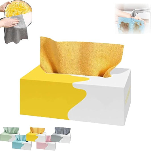 Pull-Out Microfiber Cleaning Cloths in Box, 2026 New 20 Pieces Pull-Out Cleaning Cloths, Reusable Cleaning Rags, Soft Absorbent Cloths, Streak-Free Wipes, Suitable for Kitchen Car Care (Yellow)