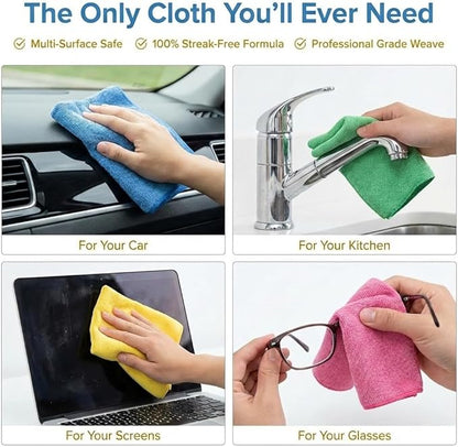 Microfiber Cleaning Cloth 12 Pack - 12 x 12 inches - Rags for Cleaning House Streak-Free Wipes for Screens, Dusting & Appliances - Premium Micro Fiber Cloth for Cleaning