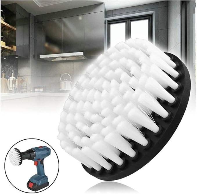 Wixine 1Pcs 5" White Drill Brush Attachment for Cleaning Carpet Leather and Upholstery Kit