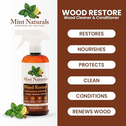 Natural Wood Cleaner & Furniture Conditioner – Plant-Based Polish Formula That Helps Clean & Protect Wood Surfaces, 16 oz – Made in USA