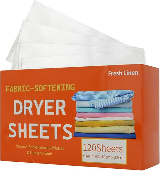 Fabric Softener Sheets – 120 Scented Pieces, Clothes Washing Sheets with Softening Laundry Tablets, Dryer Apartment Use Feature, Household Laundry Accessory for Washer Dormitory Bathroom Care Helper