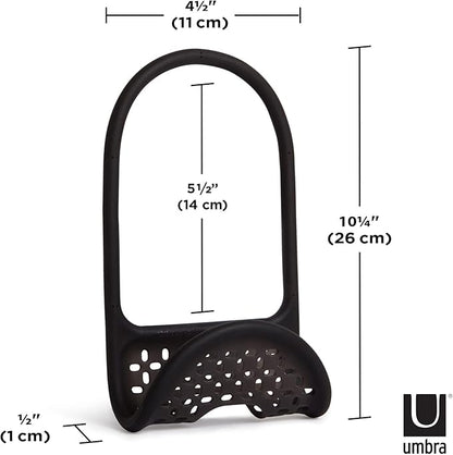 Umbra Sling Sponge Holder for Kitchen Sink – No Suction Cups, Flexible Caddy for Sinks and Faucets, Modern Design, Black