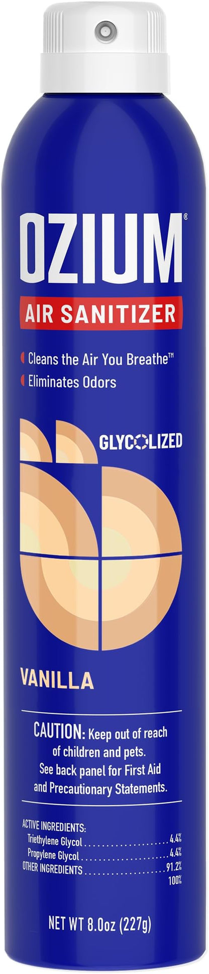 Ozium 8 Oz. Air Sanitizer & Odor Eliminator for Homes, Cars, Offices and More, Vanilla Scent, Pack of 1