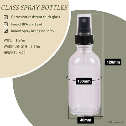 NOOEEISS Clear Glass Small Spray Bottles 2 oz 48 Packs,Fine Mist Sprayer Pretty Finish,Refillable Containers mini spray bottles for Cleaning Solutions and Skin Care (Clear 48Pack)