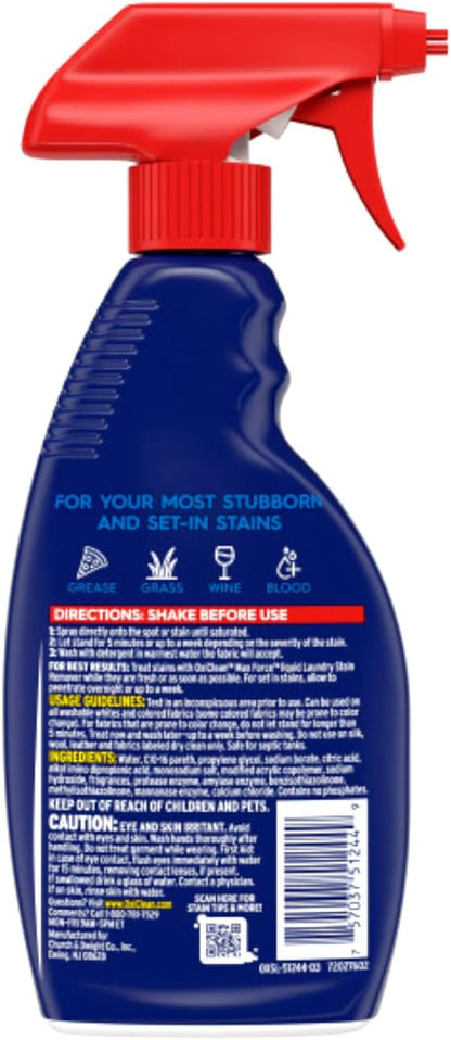 OxiClean Max Force Laundry Stain Remover Spray, 12 fl oz + 48 Fl Oz Refill Bottle Kit 60 Fl Oz Total